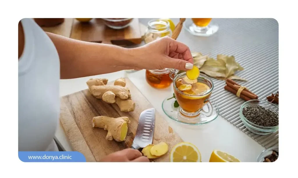 استفاده از زنجبیل در غذا و نوشیدنی برای رفع تلخی دهان