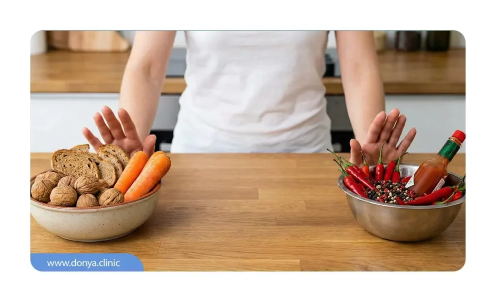 پرهیز از مصرف غذاهای سفت و تند